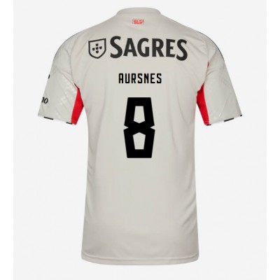 Moški Nogometni dresi Benfica Fredrik Aursnes #8 Gostujoči 2025-26 Kratek Rokav Moški Nogometni dresi Benfica Fredrik Aursnes #8 Gostujoči 2025-26 Kratek Rokav